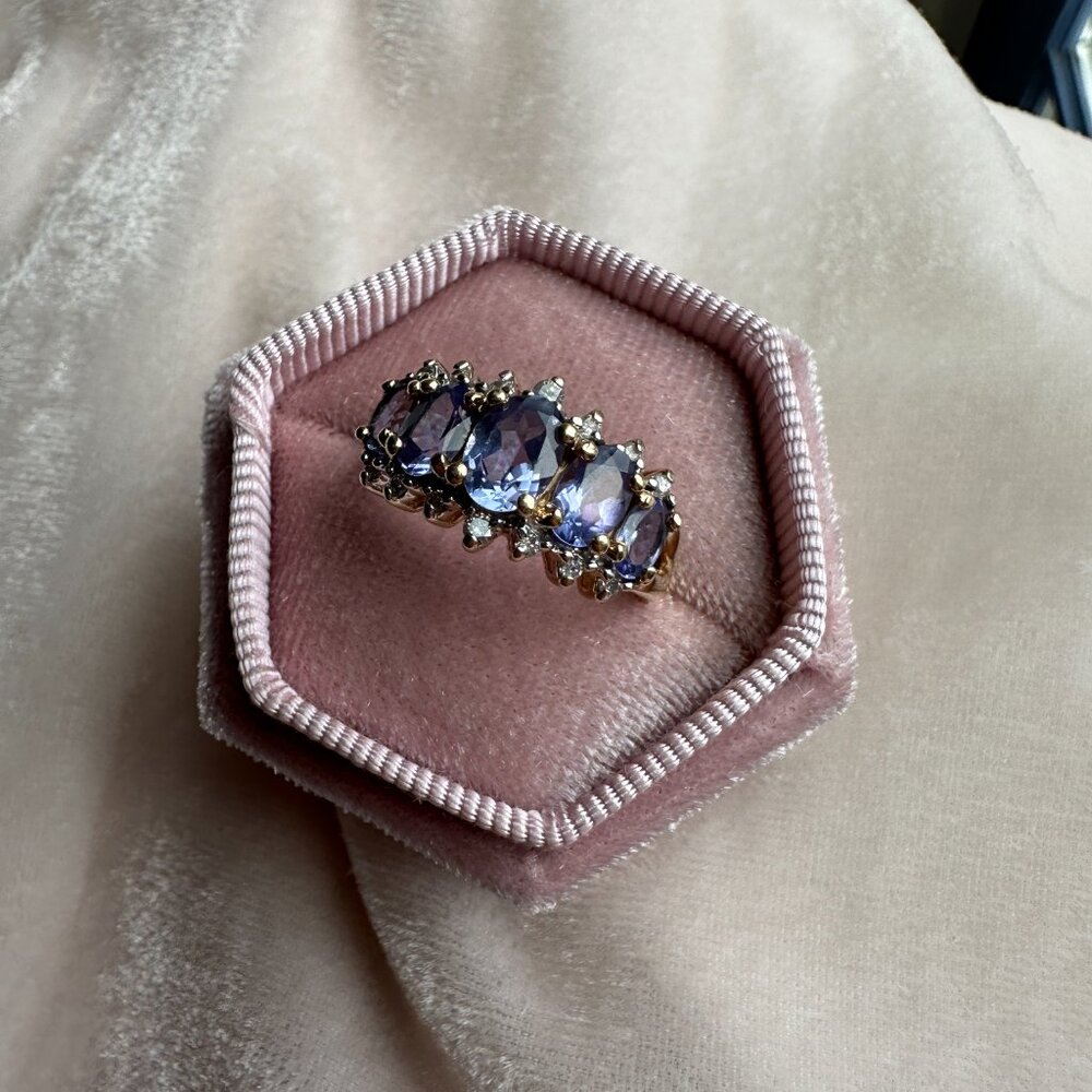 Tanzanite and Diamond Ring 14K Yellow Gold - Picture 12 of 17